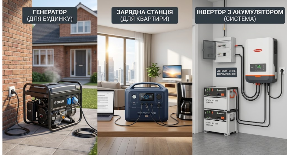 Что выбрать при блекауте: Генератор, Зарядная станция или Инвертор с Аккумулятором?